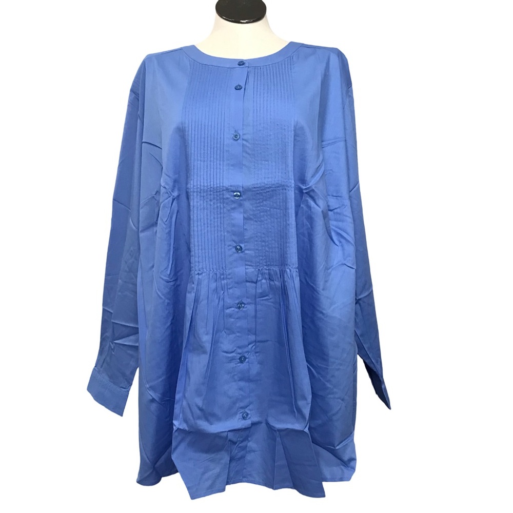 Woman Within Button Up Tunic Women’s Size 5X (38/40) Color Blue Long Sleeve’s